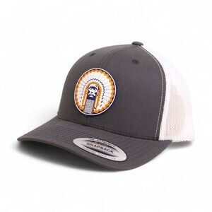 Illinois Fighting Illini Chief Illiniwek YP Snapback Hat- Charcoal/ White